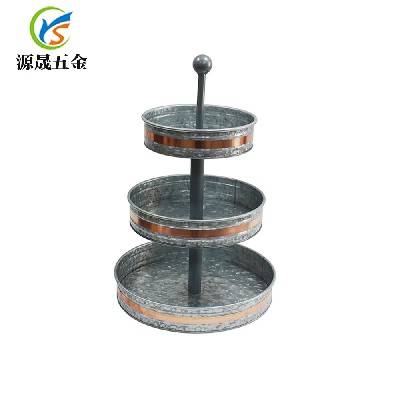 亞馬遜小號(hào)包銅邊三層點(diǎn)心架水果盤(pán)蛋糕架歐式金屬鐵藝三層蛋糕盤(pán)