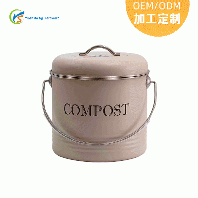 定制compost bin廚余堆肥桶帶蓋圓形家用廚房配過(guò)濾棉廚余垃圾桶