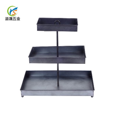 廠(chǎng)家定制金屬工藝品 婚慶生日派對(duì) 三層歐式鐵藝蛋糕架蛋糕盤(pán)