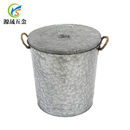 北歐垃圾桶鐵制圓桶形鐵藝收納桶戶(hù)外有蓋金屬鐵垃圾簍復(fù)古垃圾桶