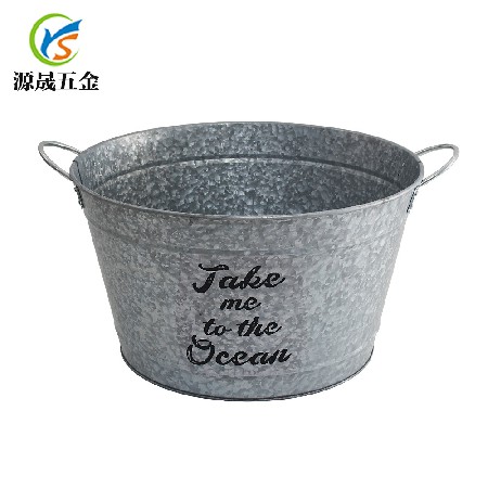 鐵桶廠(chǎng)家出口歐美鐵制金屬冰桶酒吧啤酒冰桶雙耳圓形鍍鋅冰桶定制