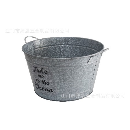 鐵桶廠(chǎng)家出口歐美鐵制金屬冰桶酒吧啤酒冰桶雙耳圓形鍍鋅冰桶定制