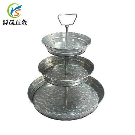 Serving Trays美式果盤三層點心架金屬鍍鋅鐵制美式三層蛋糕托盤