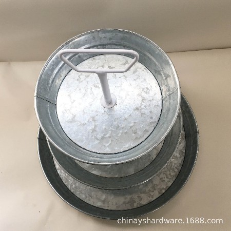 Serving Trays美式果盤三層點心架金屬鍍鋅鐵制美式三層蛋糕托盤