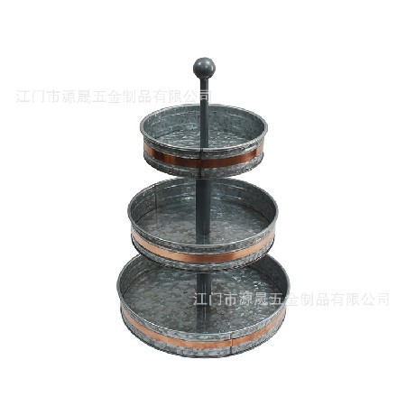 亞馬遜小號包銅邊三層點(diǎn)心架水果盤蛋糕架歐式金屬鐵藝三層蛋糕盤