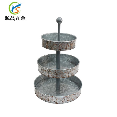 定制馬口鐵多層蛋糕盤(pán)歐式創(chuàng)意甜品臺(tái)圓形金屬鍍鋅鐵藝三層蛋糕盤(pán)