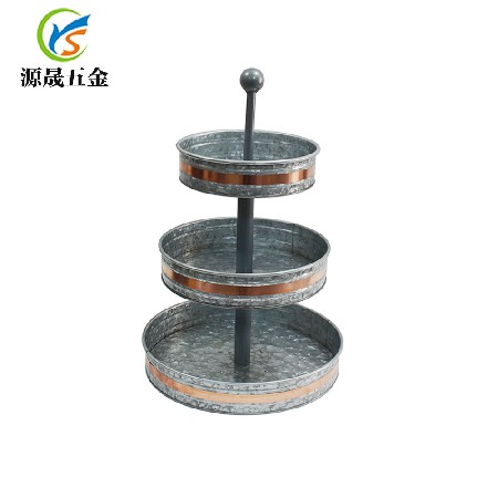 亞馬遜小號包銅邊三層點(diǎn)心架水果盤蛋糕架歐式金屬鐵藝三層蛋糕盤