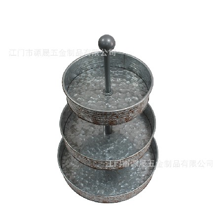 定制馬口鐵多層蛋糕盤(pán)歐式創(chuàng)意甜品臺(tái)圓形金屬鍍鋅鐵藝三層蛋糕盤(pán)