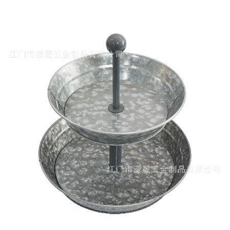 廠家定制果盤(pán) 定制婚慶鍍鋅鐵皮金屬歐式兩層蛋糕盤(pán) 雙層蛋糕盤(pán)