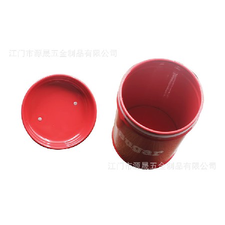 亞馬遜鍍鋅鐵皮罐定制 廚房圓形復古紅咖啡糖果茶葉密封罐 儲物罐
