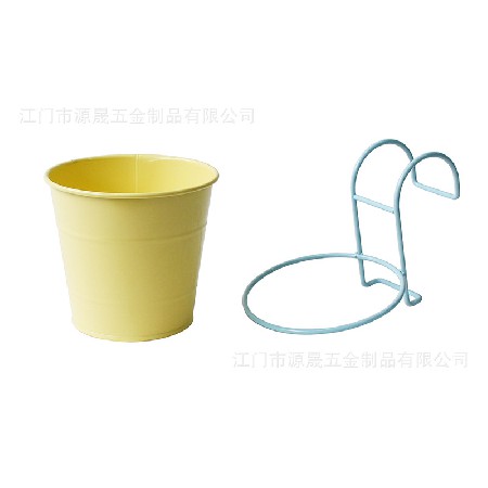歐式鐵藝花盆陽臺(tái)菜園花器鍍鋅鐵皮花桶 鐵制可拆掛鉤花盆