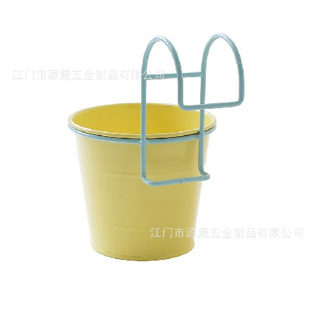 歐式鐵藝花盆陽臺(tái)菜園花器鍍鋅鐵皮花桶 鐵制可拆掛鉤花盆