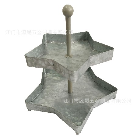 跨境兩層星星托盤(pán)金屬鍍鋅白鐵皮歐式派對(duì)西點(diǎn)蛋糕馬口托盤(pán)批發(fā)