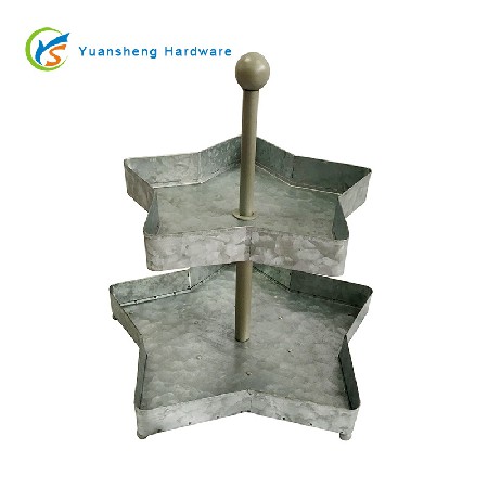 跨境兩層星星托盤(pán)金屬鍍鋅白鐵皮歐式派對(duì)西點(diǎn)蛋糕馬口托盤(pán)批發(fā)