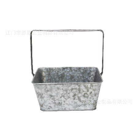 跨境貨源廚房?jī)?chǔ)物籃鍍鋅鐵皮方形帶提手ins北歐風(fēng)刀叉籃 餐具籃